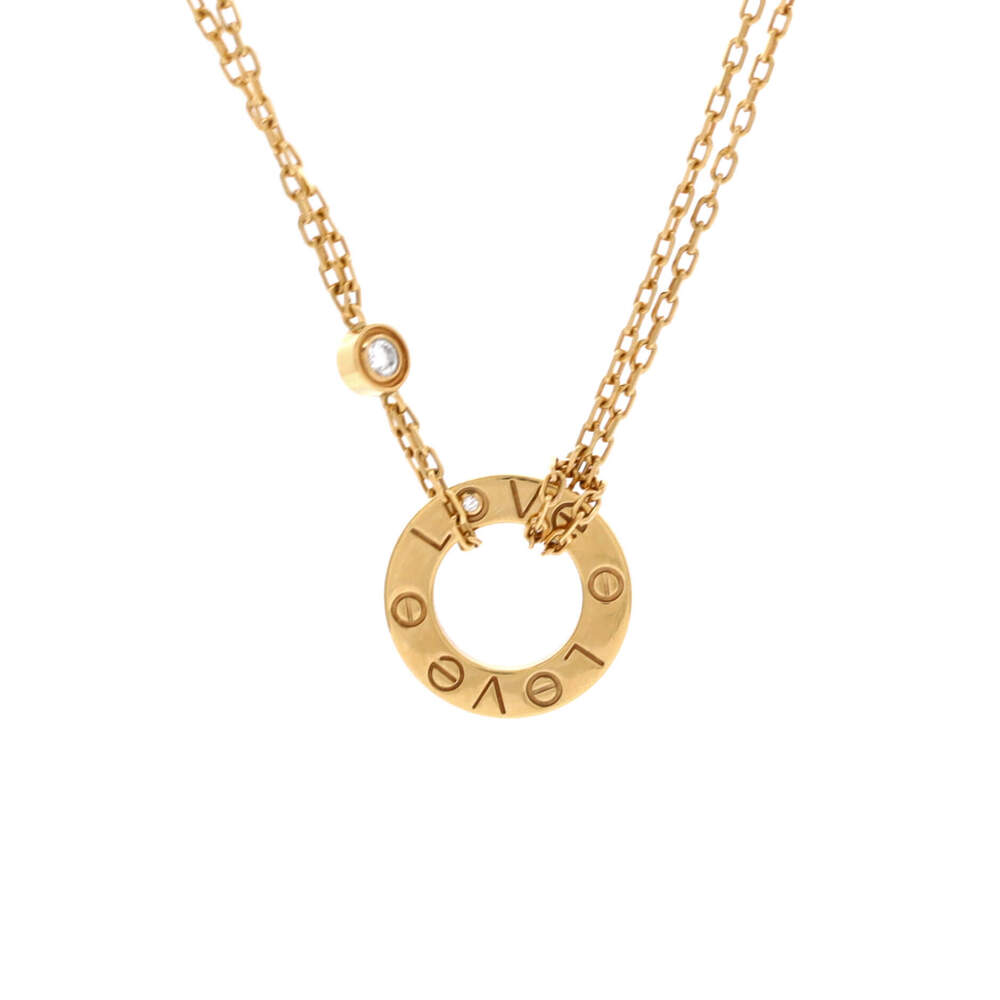 Cartier 2 Diamonds Love Pendant Necklace 18K Yellow Gold and Diamonds